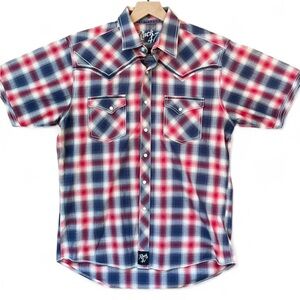 Wrangler Rock 47 Western Americana Snap Button Shirt Like New 100% Cotton Size M